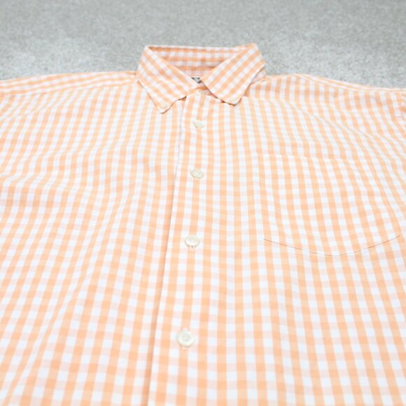 Ralph Lauren Greggor Shirt Mens Medium Orange/White Gingham Cotton S/S Button - Picture 4 of 10